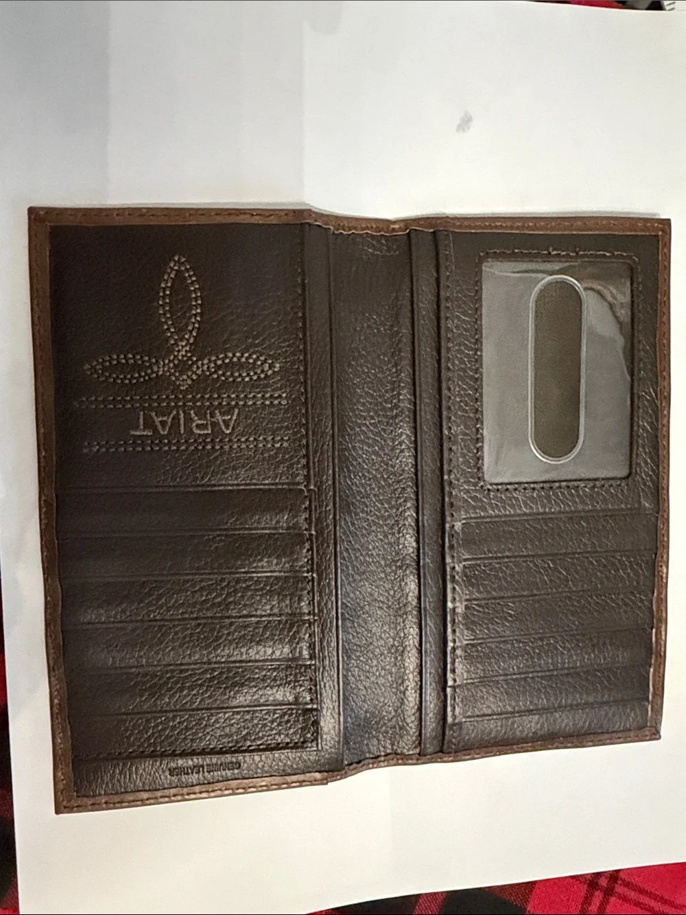 Ariat Tooled Floral Leather Passport Wallet - Brown
